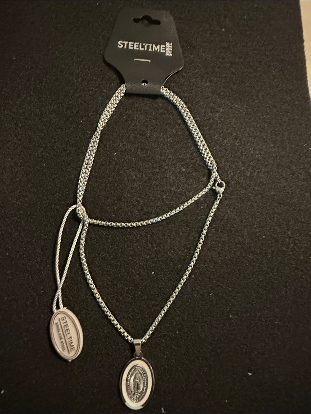 Silver Tone Stainless Steel Religious Pendant Necklace - Chain
